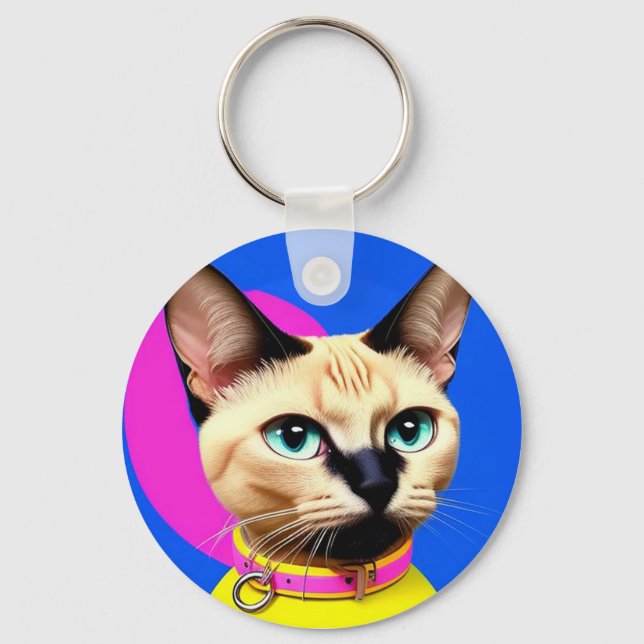 Llavero Gato Con Ojos Destacados (Anverso)