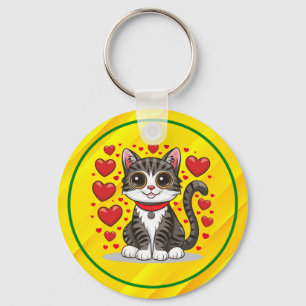 Llavero Gato con Símbolos de Amor Clipart-85245