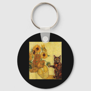 Llavero Gato conchas de tortuga Girasoles Van Gogh Parodia