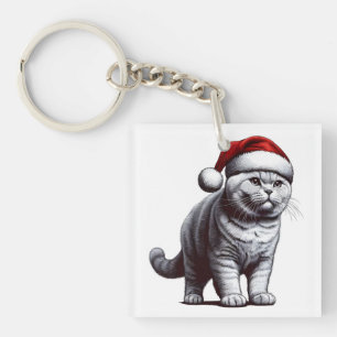 Llavero Gato cortoso navidad británico, Navidad Santa Kitt