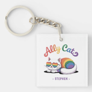 Llavero Gato de Ally - Orgullo Gay Blanco (2)