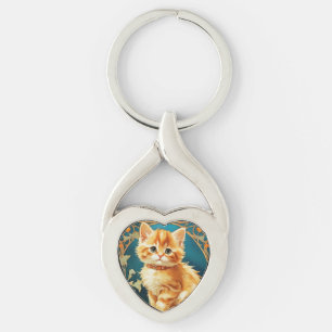Llavero Gato de Alphonse Mucha Art Nouveau