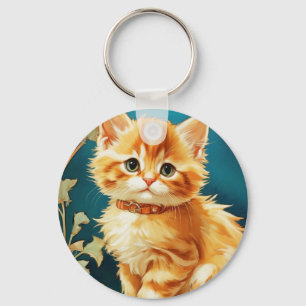 Llavero Gato de Alphonse Mucha Art Nouveau