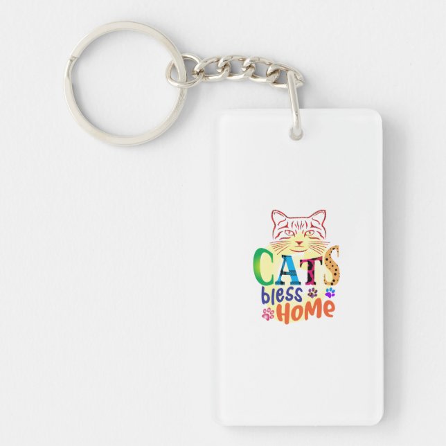 Llavero Gato de arte jacta bendice hogar (Frente)