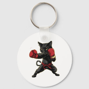 Llavero Gato de boxeo tailandés gracioso Meau Thai Martial