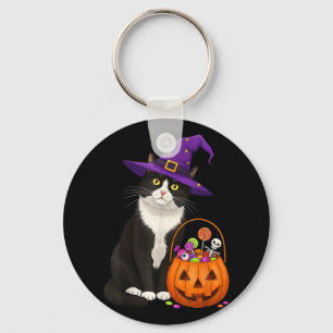 Llavero Gato De Bruja De Tuxedo &amp; Cesta De Velas De Ha
