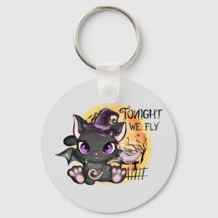 Llavero Gato de bruja negra   Gato de Halloween