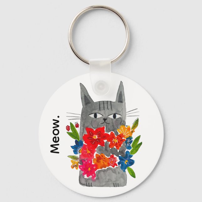 Llavero Gato de flores (Anverso)