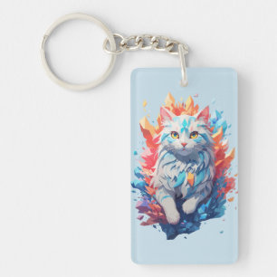 Llavero Gato de Fuego y Hielo de Fantasía