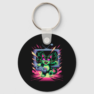 Llavero Gato de furia pixelada Jugador Retro Fallo en esti
