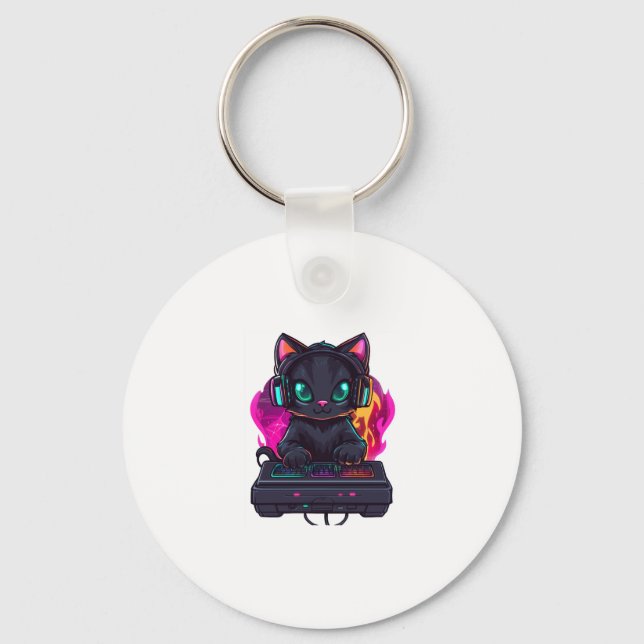 Llavero Gato de gamer fantasmal (Anverso)