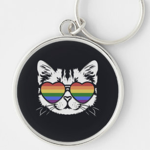 Llavero Gato de Guay con gafas de bandera LGBT con orgullo