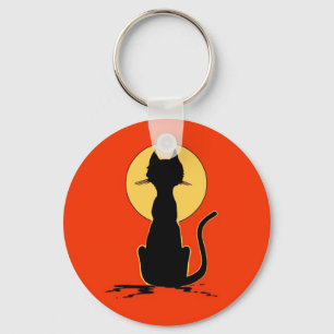 Llavero Gato de Halloween con el ~ de la luna