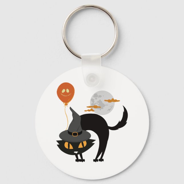Llavero Gato de Halloween espumoso (Anverso)