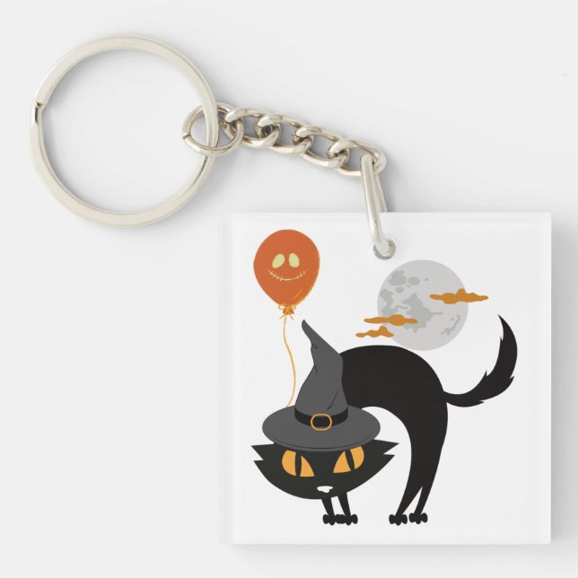 Llavero Gato de Halloween espumoso (Frente)