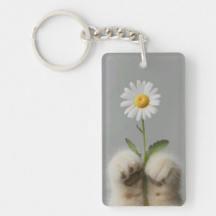 Llavero Gato de manos cortas con cadena floral