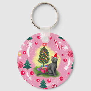 Llavero Gato de Navidades rosados