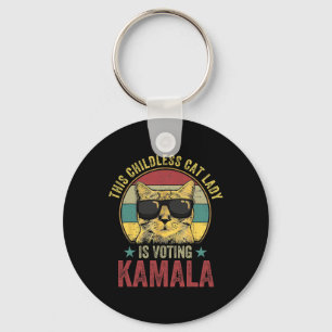 Llavero Gato De Niñas Sin Hijos Está Votando Por Kamala Ha
