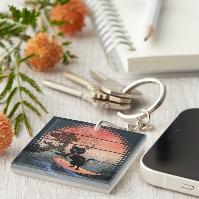 Llavero Gato de ondulación al atardecer (Frente Derecha)