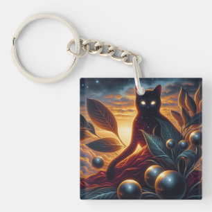 Llavero Gato de otro mundo hecho de estrellas: arte surrea