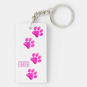 Llavero Gato de perro Mama Pink Paw Imprime Pet Lover Dive