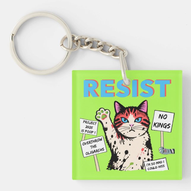Llavero Gato de protesta de resistencia  (Frente)