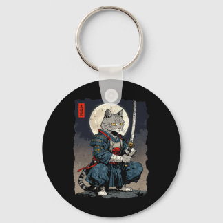 Llavero Gato de Samurai Gato japonés luchador contra la lu