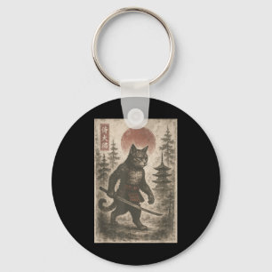 Llavero Gato de Samurai Gráfico gráfico japonés Ukiyo-e Ar