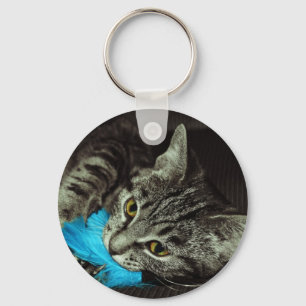 Llavero Gato de Tabby con pluma de Shirley Taylor