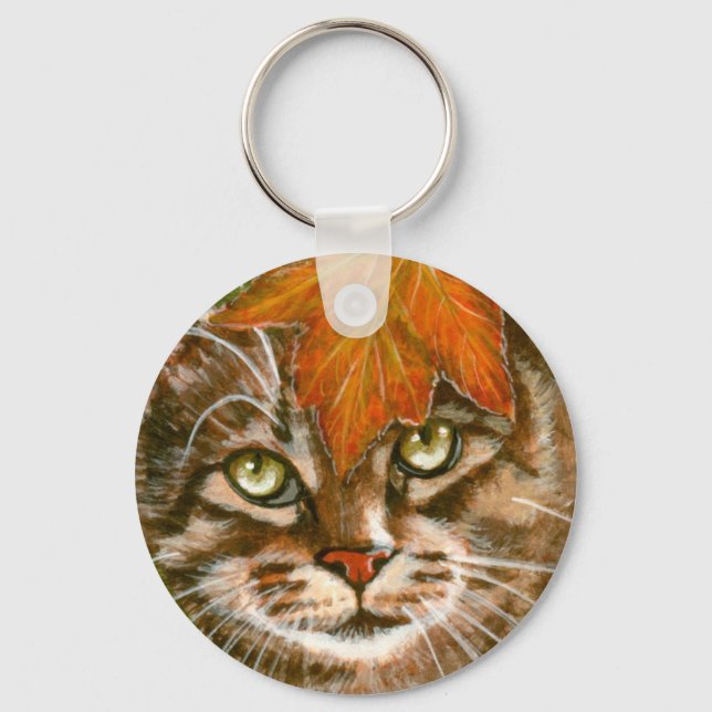Llavero Gato de tabla con cadena clave de hoja (Anverso)