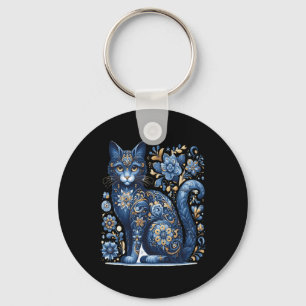 Llavero Gato de Ucrania Floral Vintage Bandera Ucraniana V