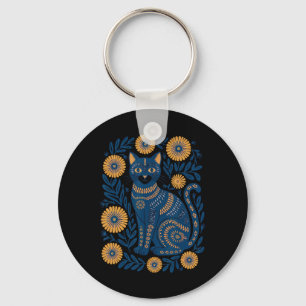 Llavero Gato de Ucrania Floral Vintage Bandera Ucraniana V