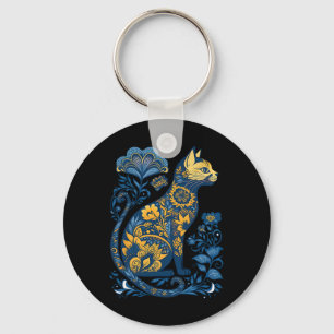 Llavero Gato de Ucrania floral vintage bandera ucraniana y