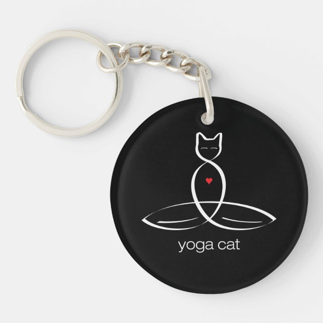 Llavero Gato de yoga - Texto de estilo regular. (Frente)