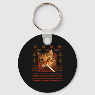Llavero Gato Divertido Fumando Meme Navidad Feo Para Hombr