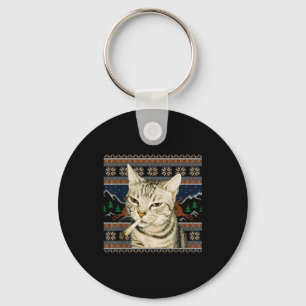 Llavero Gato Divertido Fumando Meme Navidad Suéter Feo Gat