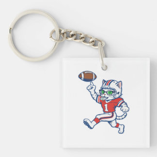 Llavero Gato Divertido Jugador de Fútbol Americano