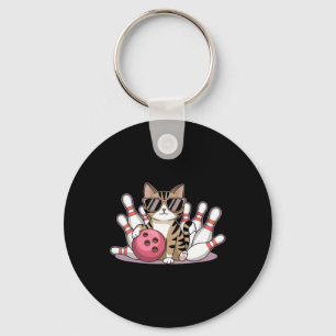Llavero Gato Divertido Jugando Bolos Gato Genial Con Gafas