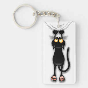 Llavero Gato divertido personaje rascando tela