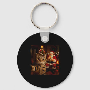 Llavero Gato Divertido Selfie Santa Claus Comiendo Galleta