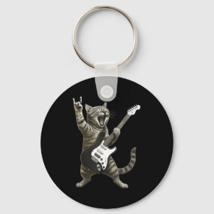 Llavero Gato Divertido Tocando Guitarra Rock And Roll Homb