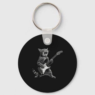 Llavero Gato Divertido Tocando Guitarra Rock And Roll Homb