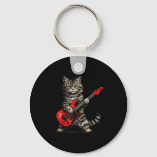 Llavero Gato divertido tocando guitarra rock and roll homb