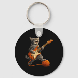 Llavero Gato Divertido Tocando Guitarra Rockn Roll Gatito