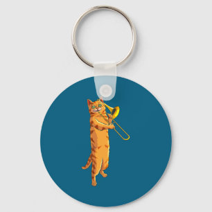 Llavero Gato Divertido Tocando Trombón Regalo Gato Fresco