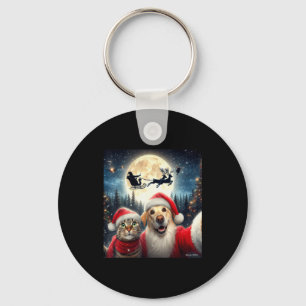 Llavero Gato Divertido Y Perro Selfie Con Santa Claus Navi