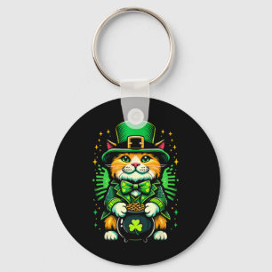 Llavero Gato duende del día de San Patricio Gato trébol ir
