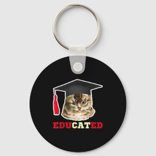 Llavero Gato educado en gorro de graduación regalo diverti