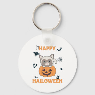 Llavero Gato En Calabaza Gatos Dulces Feliz Halloween