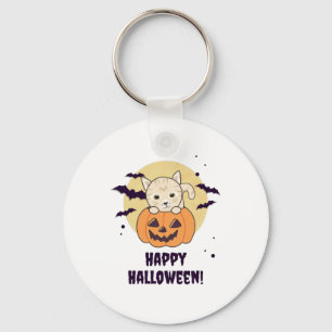 Llavero Gato En Calabaza Gatos Dulces Feliz Halloween
